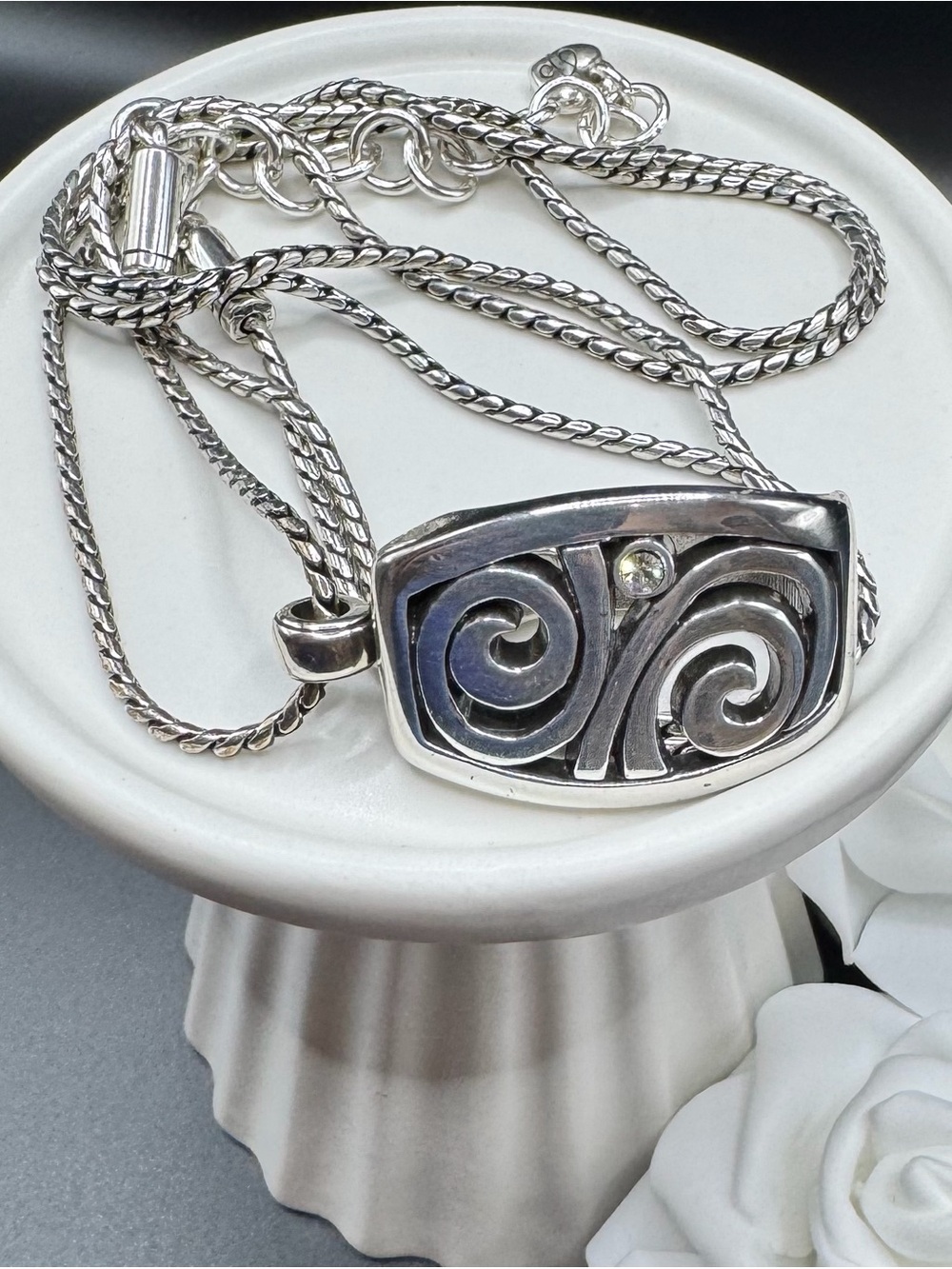 Brighton London Groove Pendant Necklace / Lanyard with Crystal Accent
